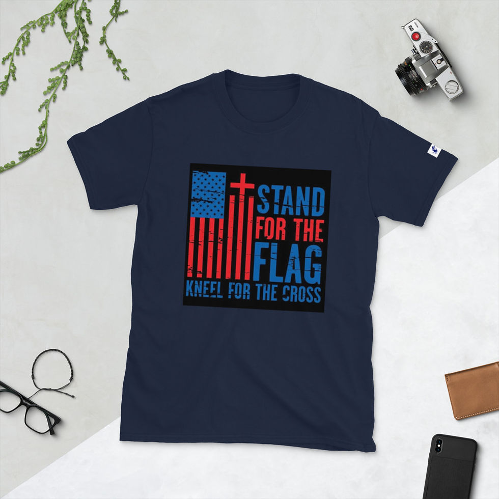 Miniatura: Stand For The Flag Kneel For The Cross Short-Sleeve Unisex T-Shirt
