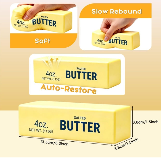 Thumbnail: Slow Rising Stress Butter Squishy Set of 2, Soft Butter Stick Fidget Squeeze Toy