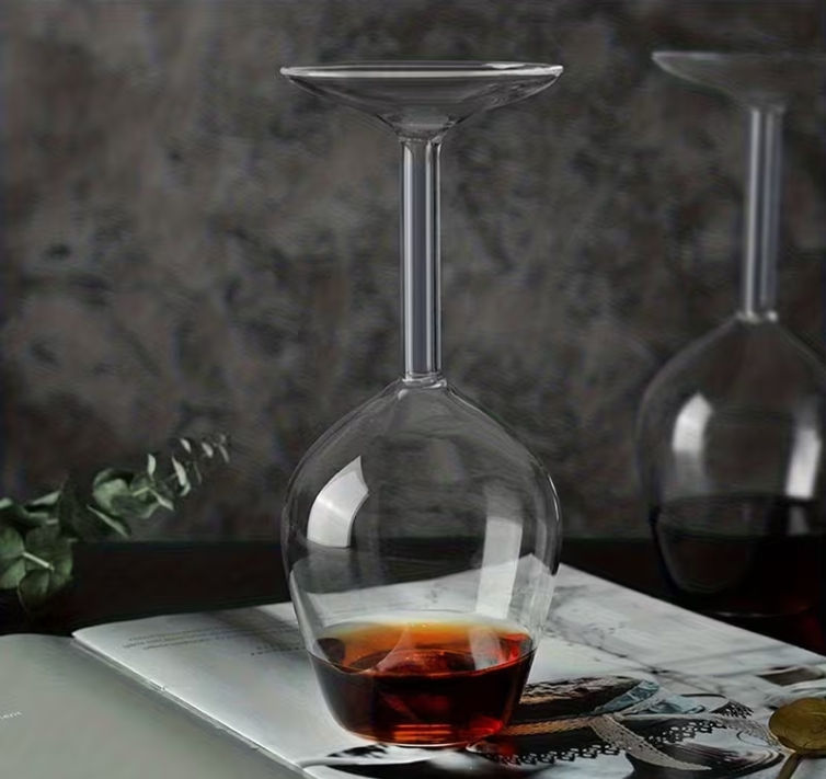 Miniatura: 1pc, 13.53oz, Creative Inverted Wine Glass, Unique Shape And Eye-Catching Design