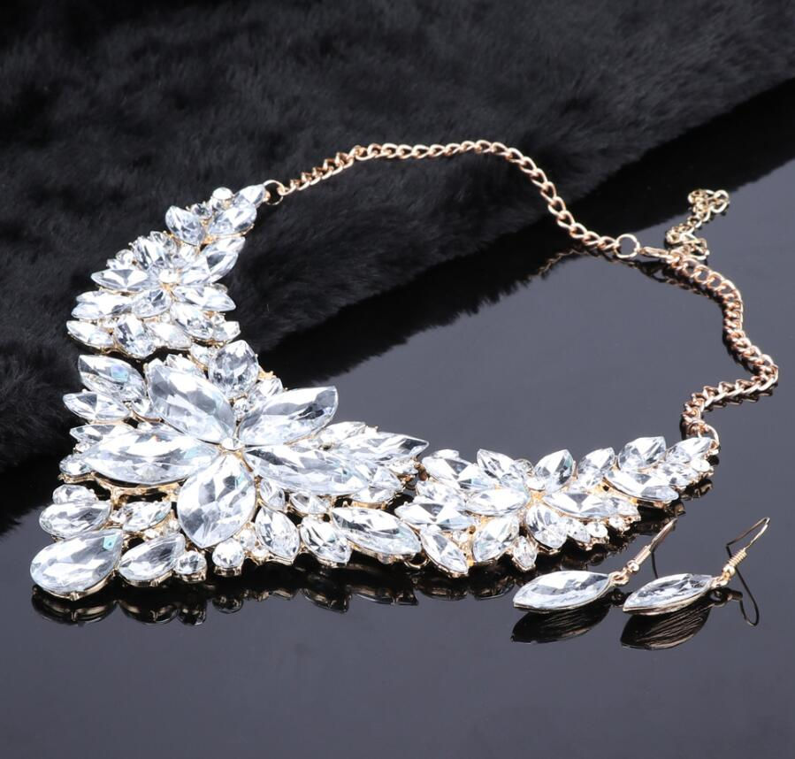 Thumbnail: Fashion Crystal Bridal Necklace Earrings Sets