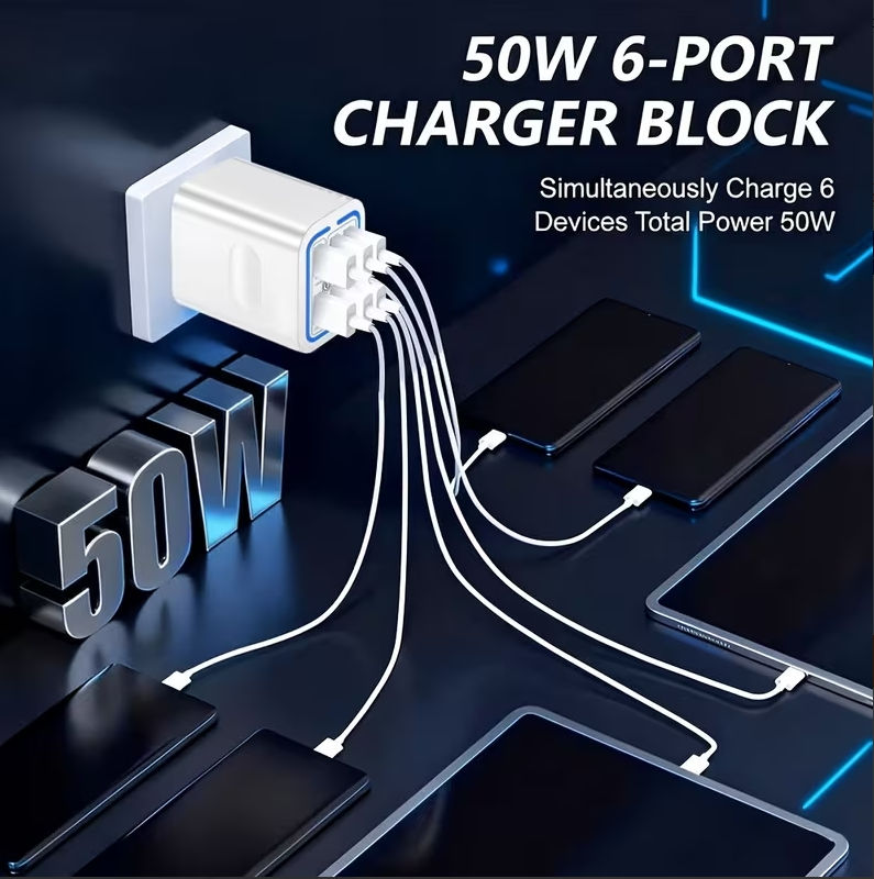 Miniatura: 4 USB A And 4 USB C Multi-Port Power Adapter