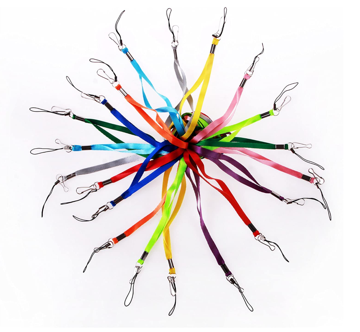 TreasureGates Nylon Neck Lanyards, 17-inch, Assorted Colors