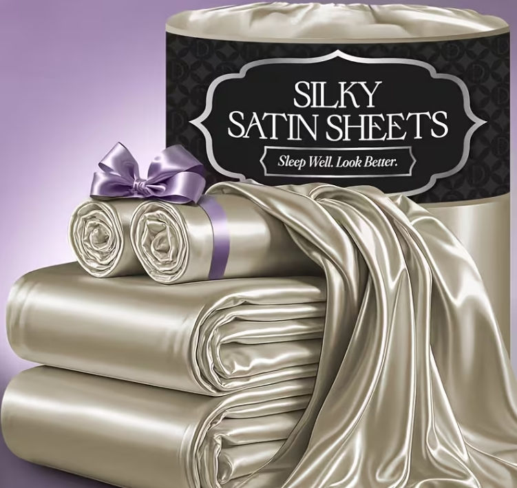 Miniatura: Luxurious Satin Sheets Queen Size Bed Set