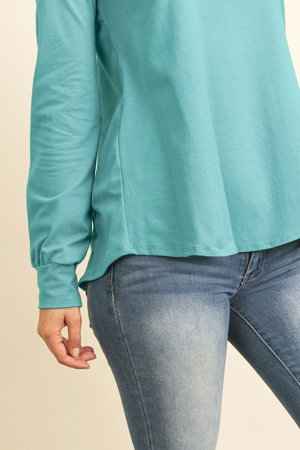 Thumbnail: Long Sleeve Round Neck Solid Top