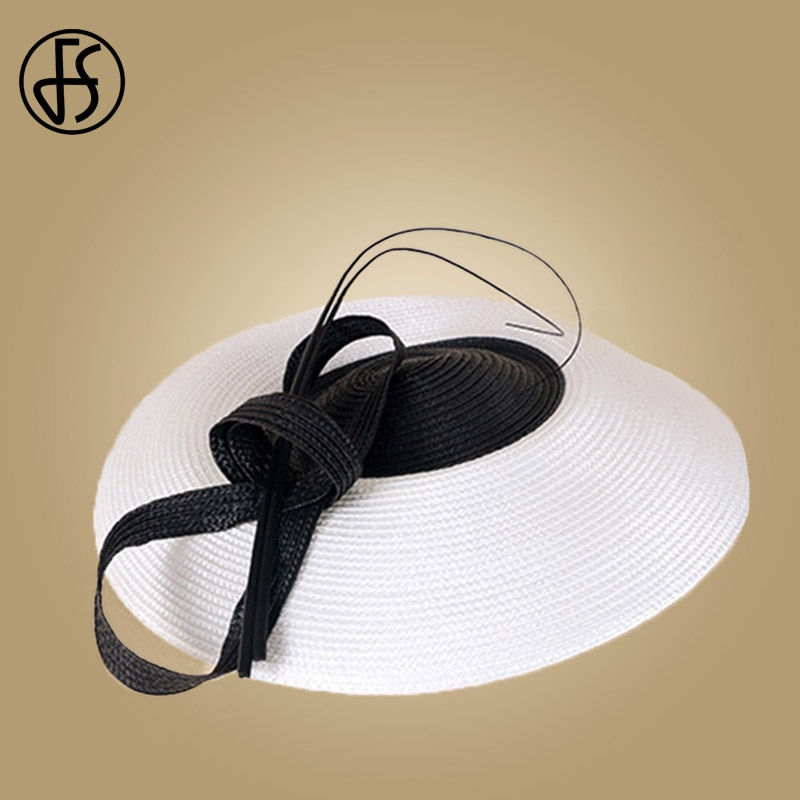 Miniatura: Pillbox Straw Black Wide Vintage Ladies Church Dress Derby Hat