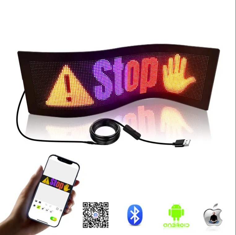 Thumbnail: Flexible USB LED Car Sign Programmable Custom Scrolling Message Digital Display