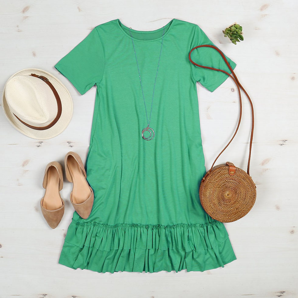Miniatura: Short Sleeve Ruffled Hem Dress