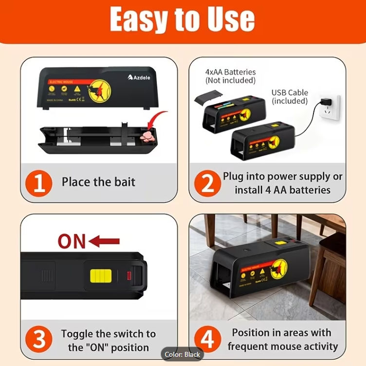 Miniatura: Electric Mouse Trap With 2 Replaceable Bases High-Voltage Instant Control Device