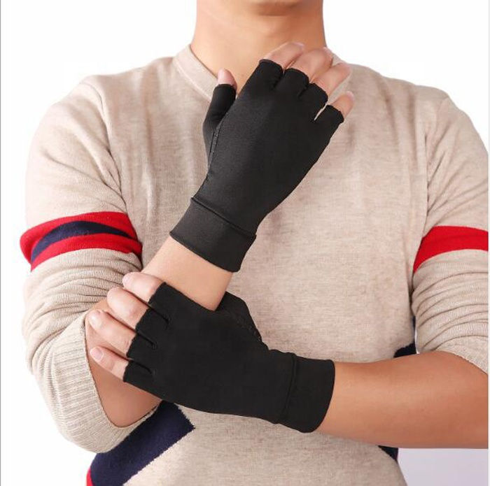 Thumbnail: Half Finger Sport Fit Rheumatoid Osteoarthritis Arthritis Compression Gloves
