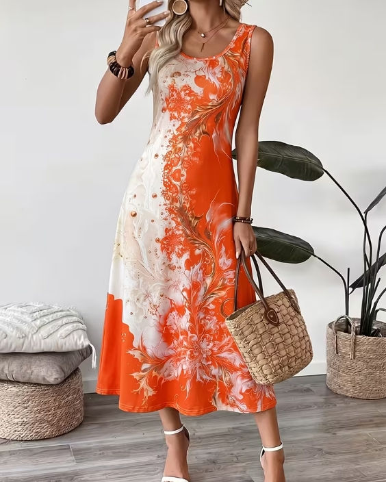 Miniatura: Women's Luxury Artistic Gradient Print Sleeveless Tank Dress