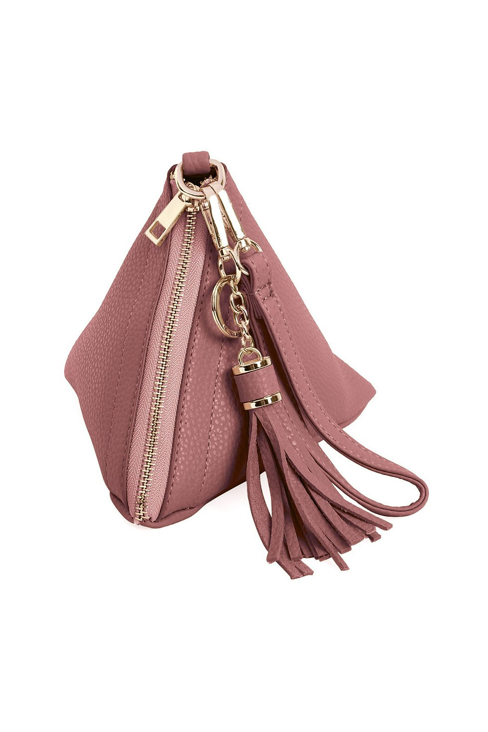 Thumbnail: 7092 - Pyramid Shape Tassel Wristlet Leather Bag