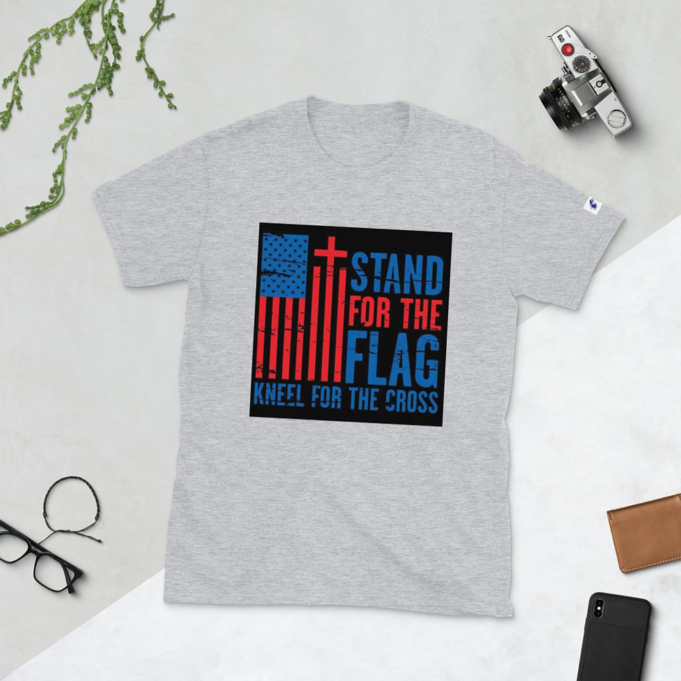 Miniatura: Stand For The Flag Kneel For The Cross Short-Sleeve Unisex T-Shirt