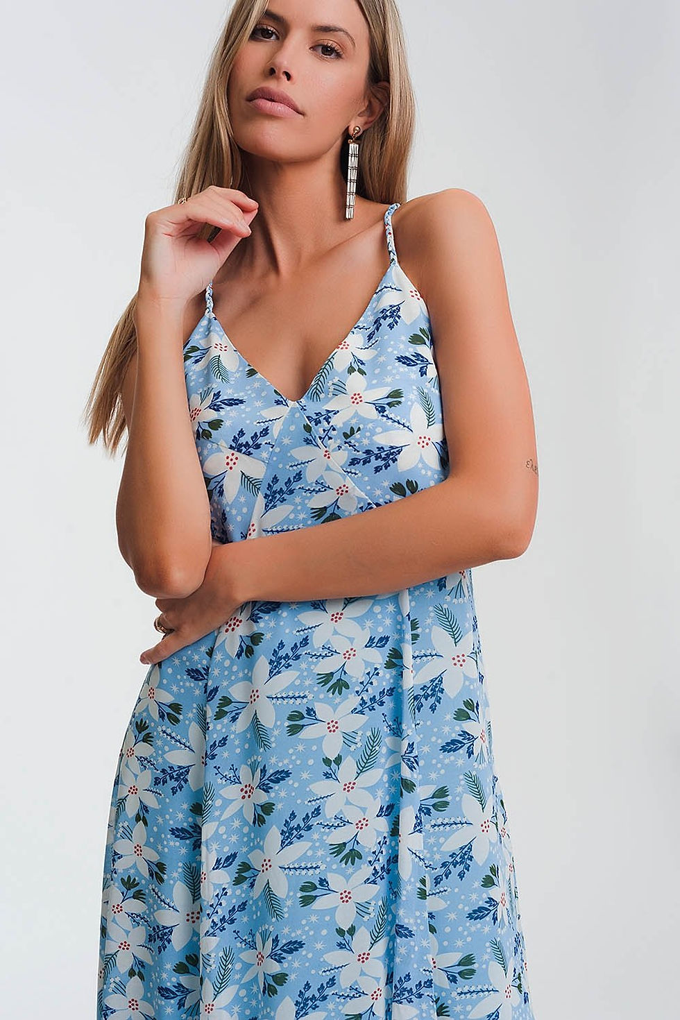 Thumbnail: Cami Strap Maxi Dress in Blue Floral