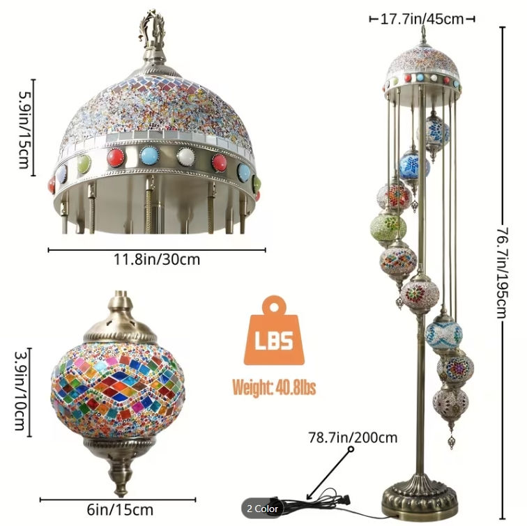 Thumbnail: Turkish Moroccan Mosaic Tiffany Style Stained Glass Table Lamp