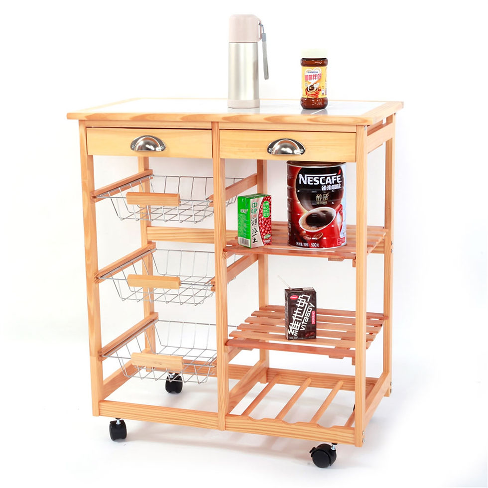 Miniatura: Kitchen & Dining 2-Drawer Removable Storage Rack W/Rolling Wheels Wood Color
