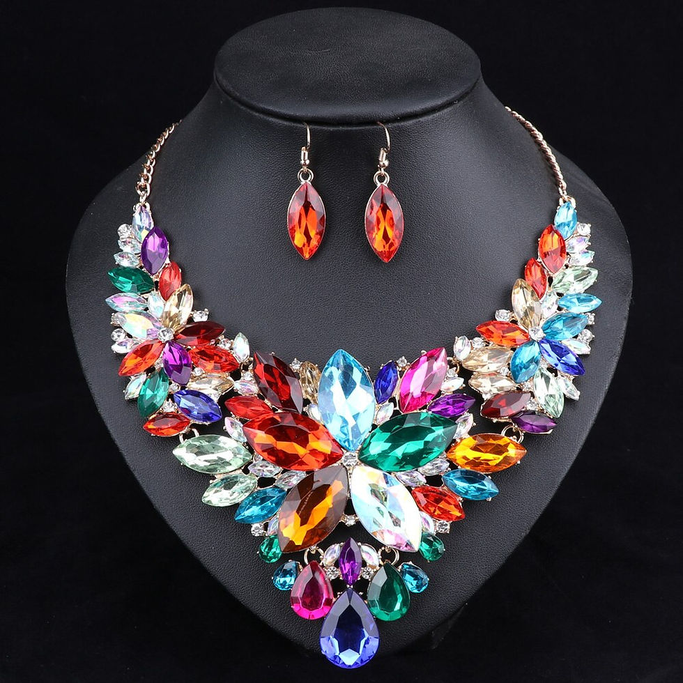 Thumbnail: Fashion Crystal Bridal Necklace Earrings Sets