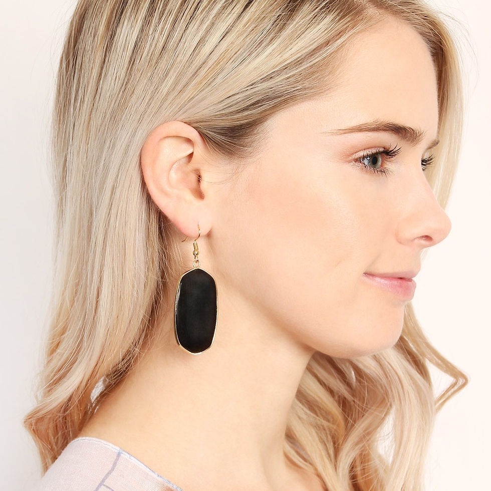 Thumbnail: Natural Oval Stone Earrings