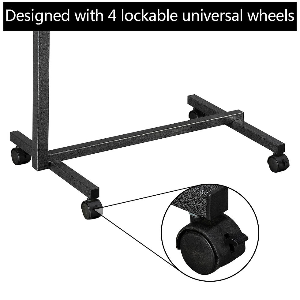 Miniatura: Multifunctional Adjustable Bedside Table MDF/Iron/4 Wheels With Brake, Dark Wood