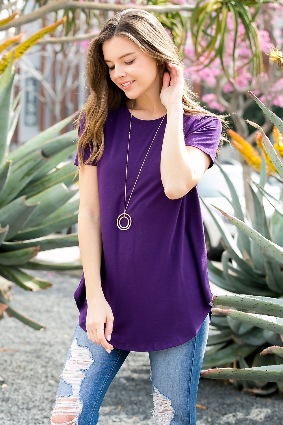 Thumbnail: Short Sleeved Round Neck Boyfriend Tunic