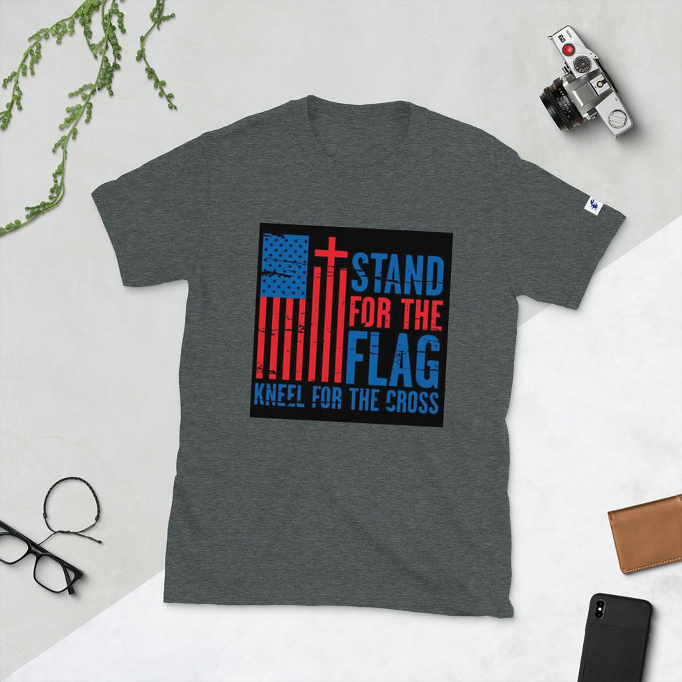 Miniatura: Stand For The Flag Kneel For The Cross Short-Sleeve Unisex T-Shirt