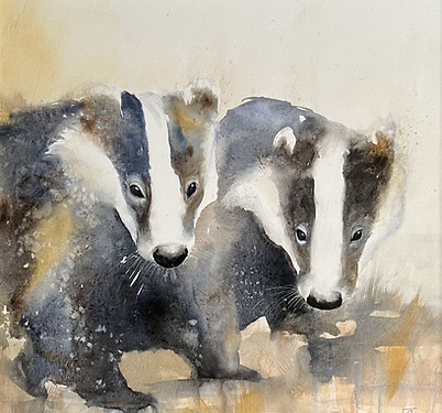 'Friendship' - badger watercolour by Rachel Singleton