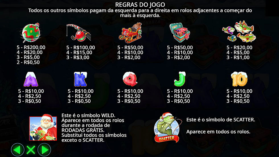 Tabela de pagamento de Christmas Big Bass Bonanza