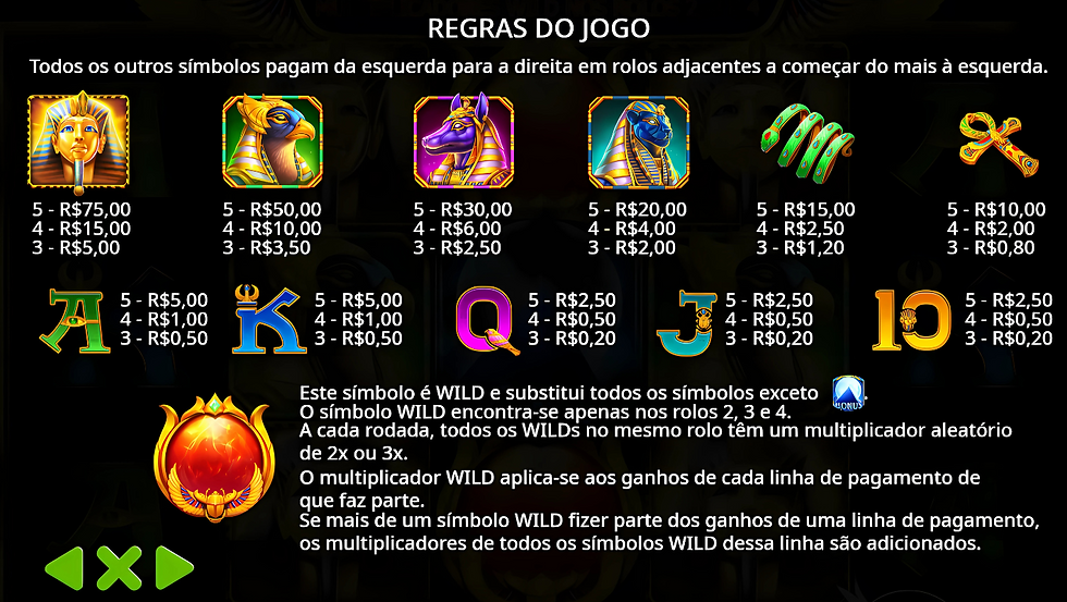 tabela de pagamento do jogo fortune of giza