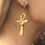 Thumbnail: Ankh Bastet Goddess earrings in gold and ruby