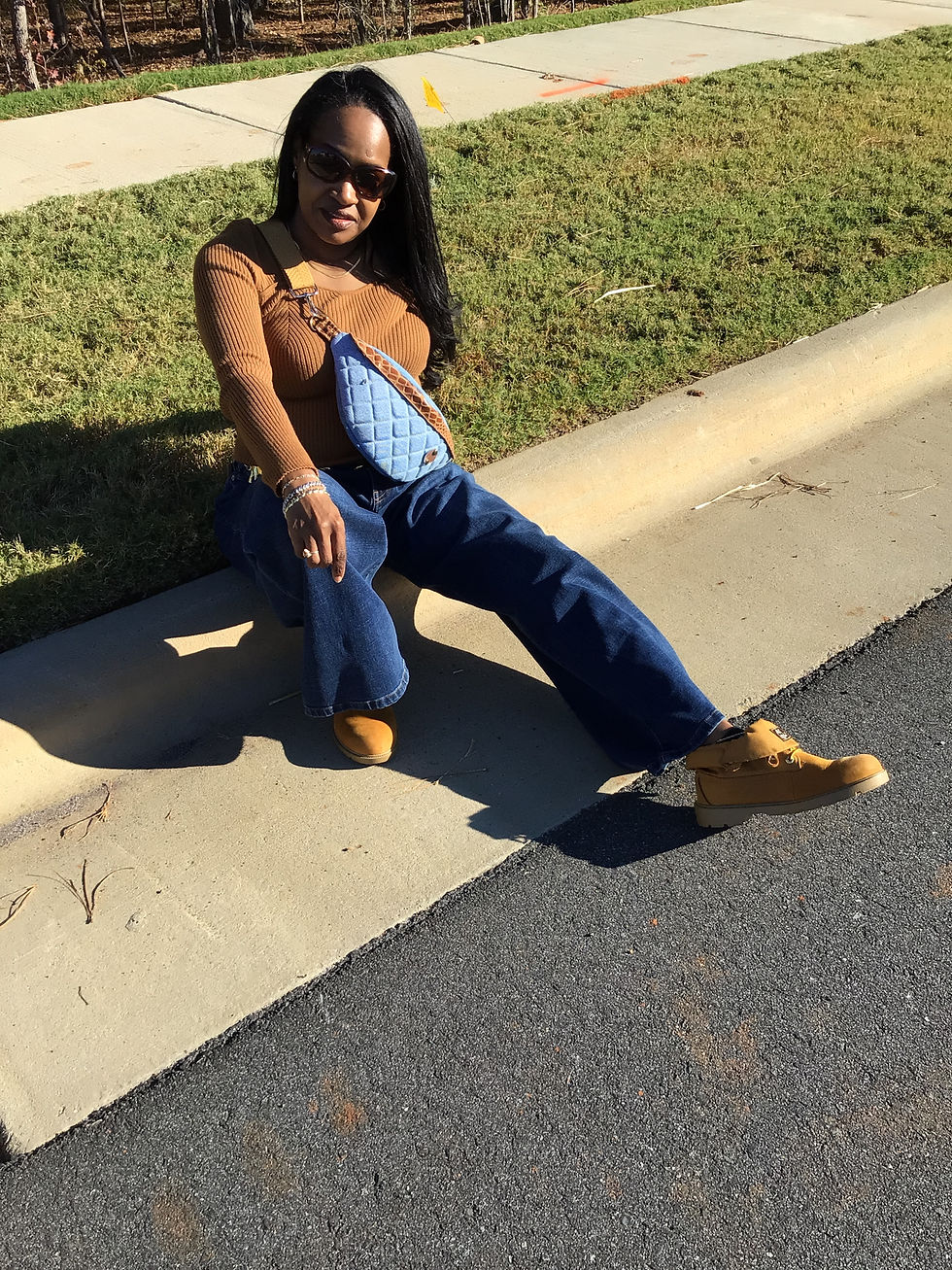 Thumbnail: Quilted Light Denim w/ Faux Leather Leopard  Accent Crossbody Belt Bag