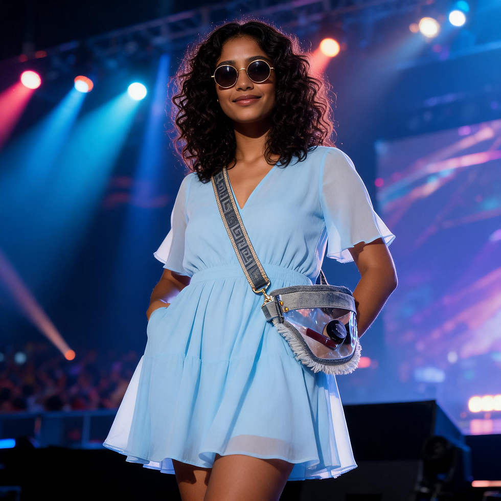 Thumbnail: Clear Crossbody Bag with Denim Trim and Fringe – Stadium & TSA Compliant