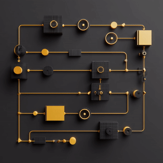 karl1713_automated_ai_workflow_with_black_and_gold_arrows_and_fd79fe25-d8f1-432d-a080-9496