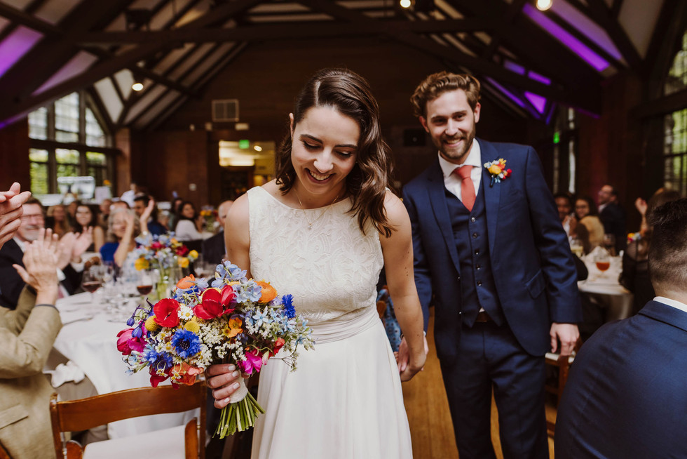 Bride and groom grand entrance at the Brazilian Room in Berkeley, CA