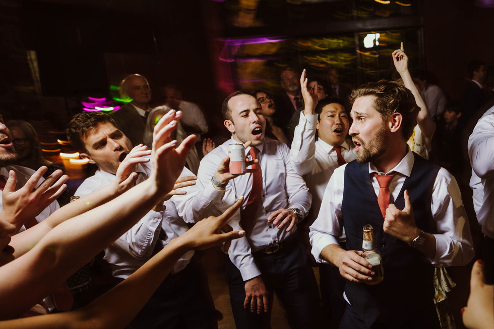 Groom dancing on Wedding day dance floor at the Brazilian Room in Berkeley, CA