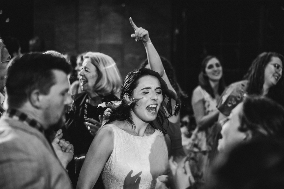 Bride dancing on Wedding day dance floor at the Brazilian Room in Berkeley, CA