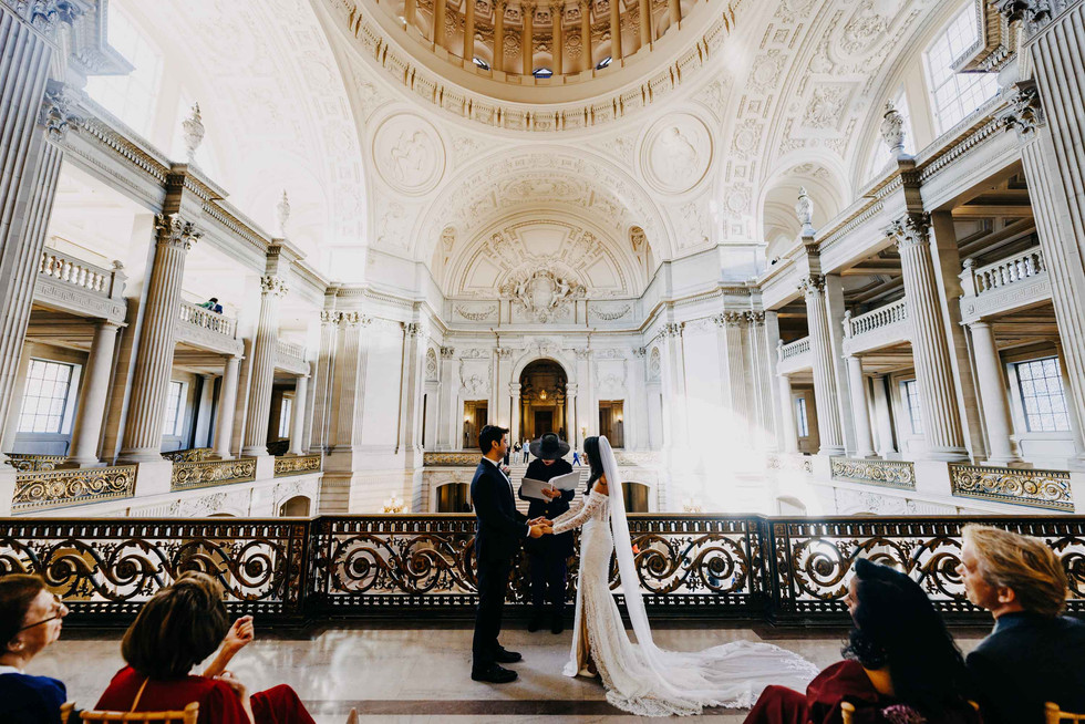Bride and Groom's Civil Ceremony on Mayor's Balcony at San Francisco City Hall
