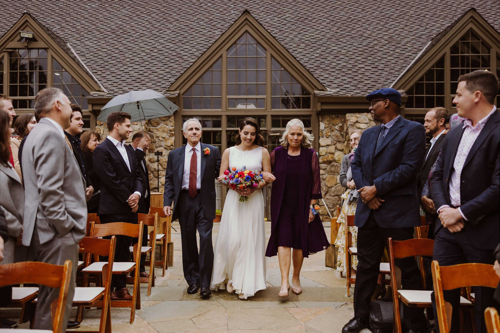 Bride walking down the aisle at the Brazilian Room in Berkeley, CA
