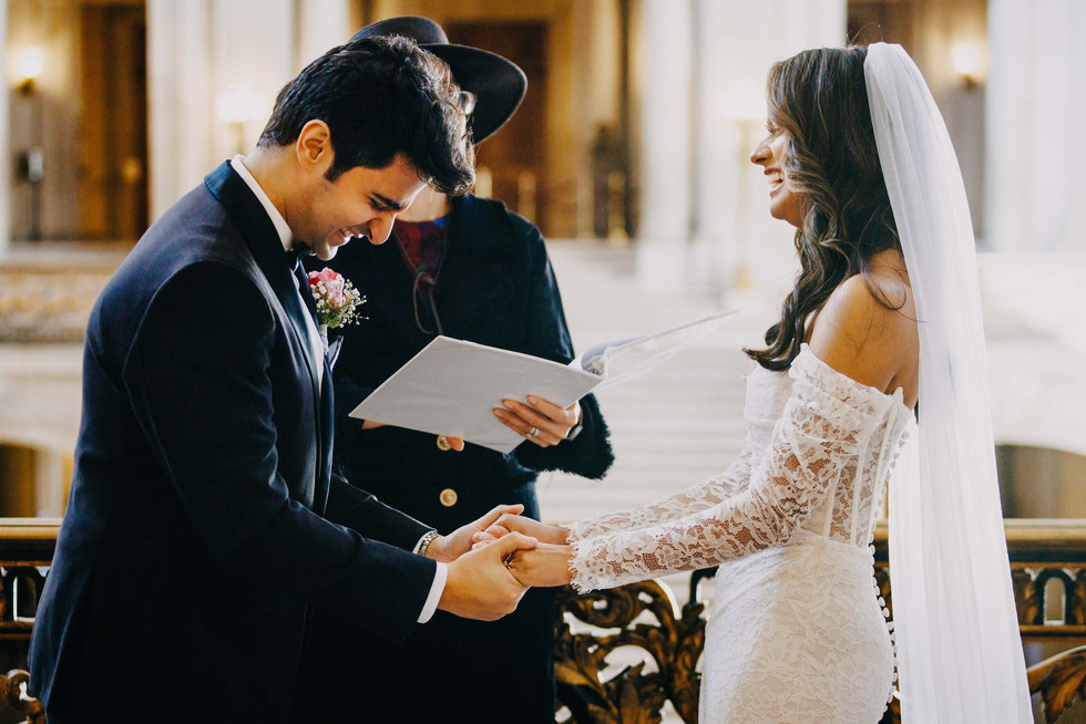 Bride and Groom's Civil Ceremony on Mayor's Balcony at San Francisco City Hall