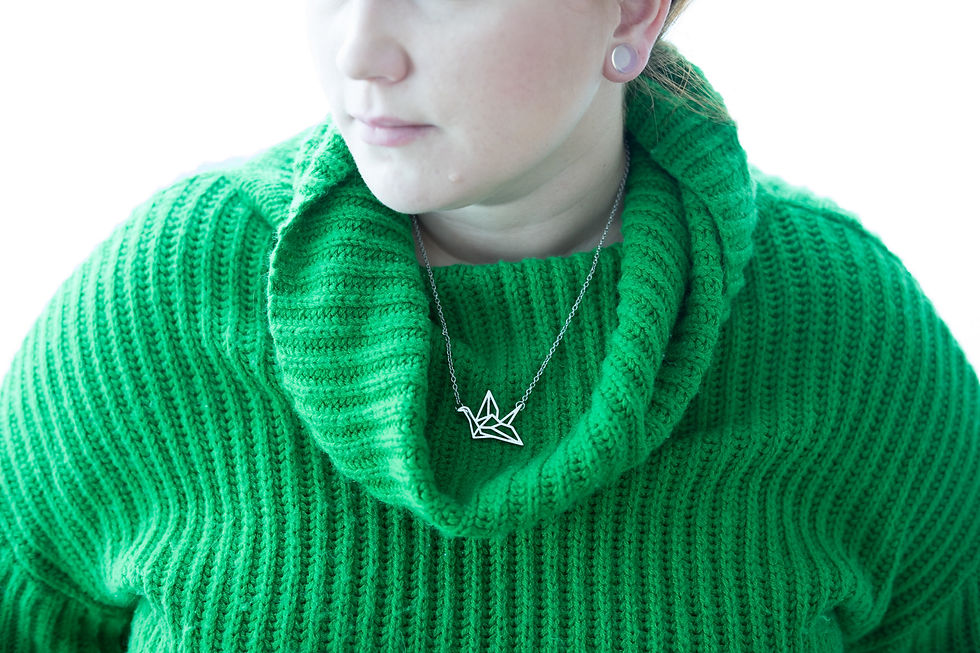 Miniatura: Collar de grulla origami de plata