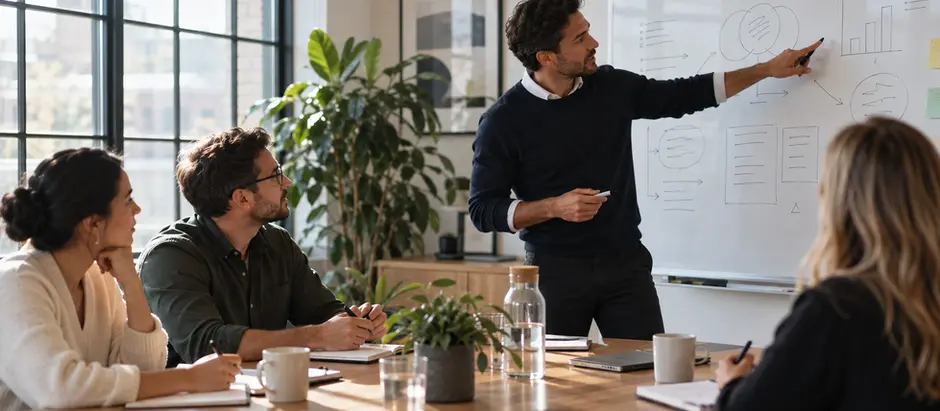 Collaborative Meeting by the Whiteboard