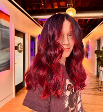 Dimensional pink and purple hair