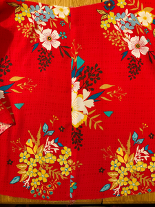 Right side view of selvedge hidden on Art Gallery Fabrics Summerdress Dreams rayon challis as used in the Liberty Zina Wrap Skirt/ Simplicity 8606
