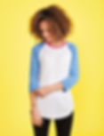 Tilly and the Buttons Frankie T-Shirt baseball top in blue and white
