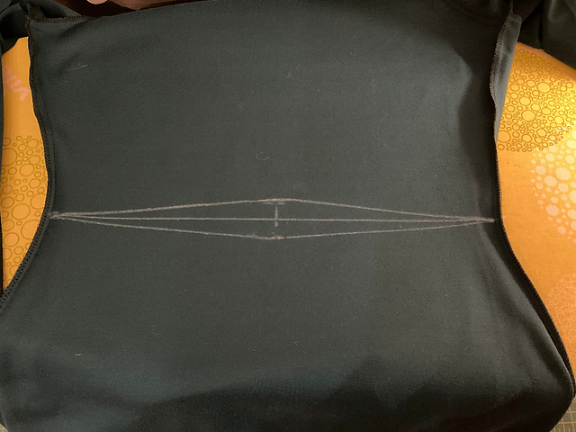 Fabric marked on inside of Tilly and the Buttons Freya Dress at back waistline to fit for swayback