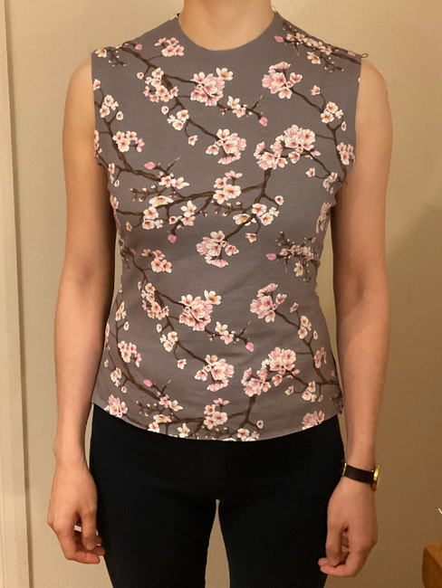 Front view of second toile of the Tilly and the Buttons Freya Dress from shoulder to high hip