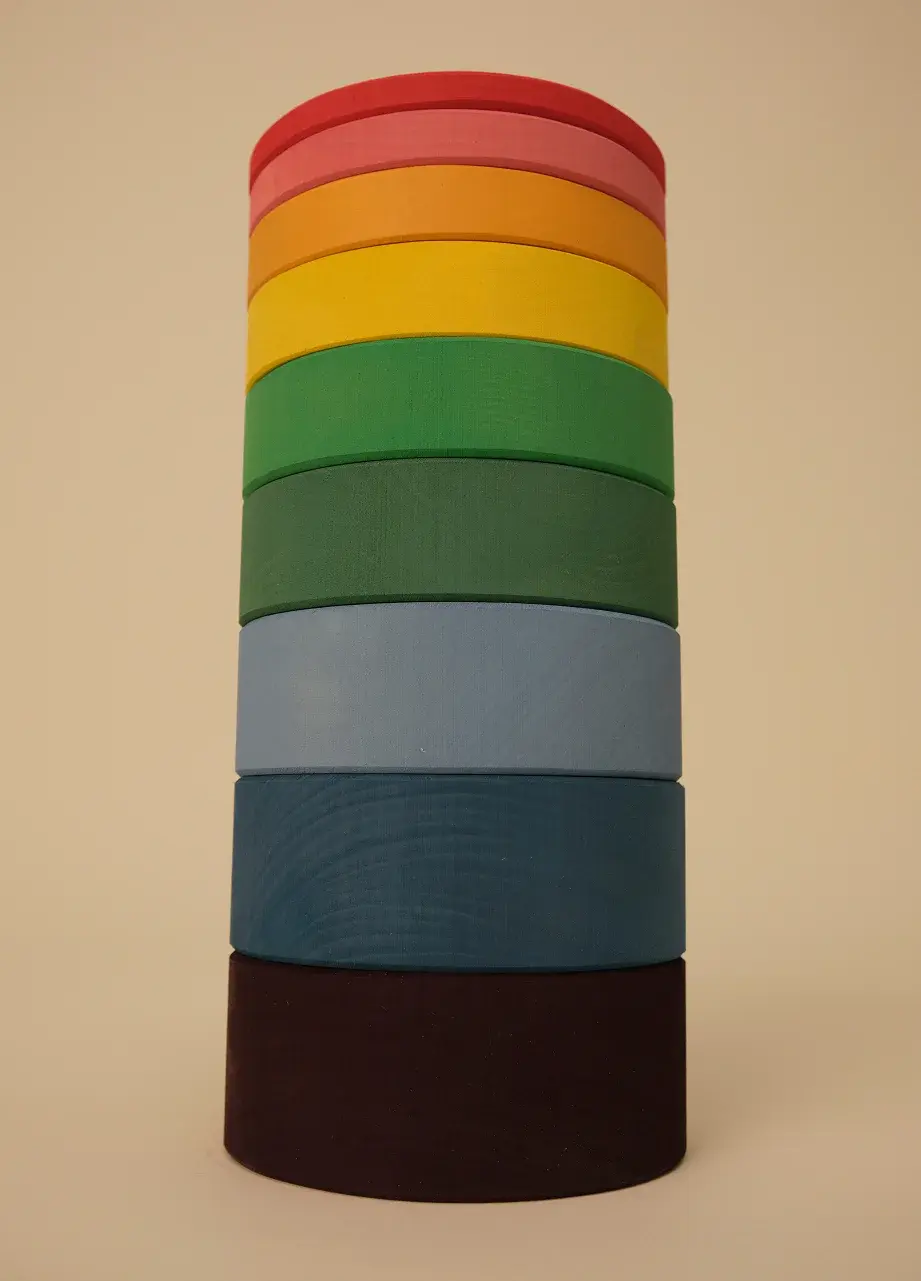 Thumbnail: Handmade organic wooden Toyto Round Stacking Tower open-ended Montessori school inspired - Dia Feliz Kids Shop