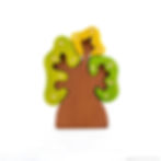 Handmade wooden spring tree puzzle with three canopies, Waldorf toy, hand-painted floral details, educational toy