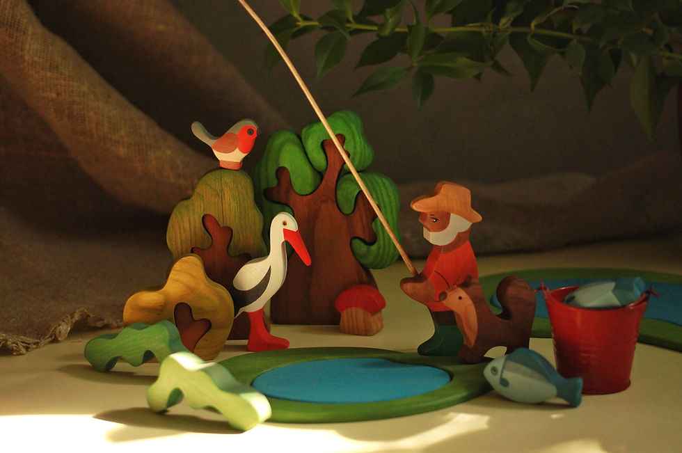 Thumbnail: Handmade and handpainted wooden tree puzzle with leaves, prefect for toddler, for small world play