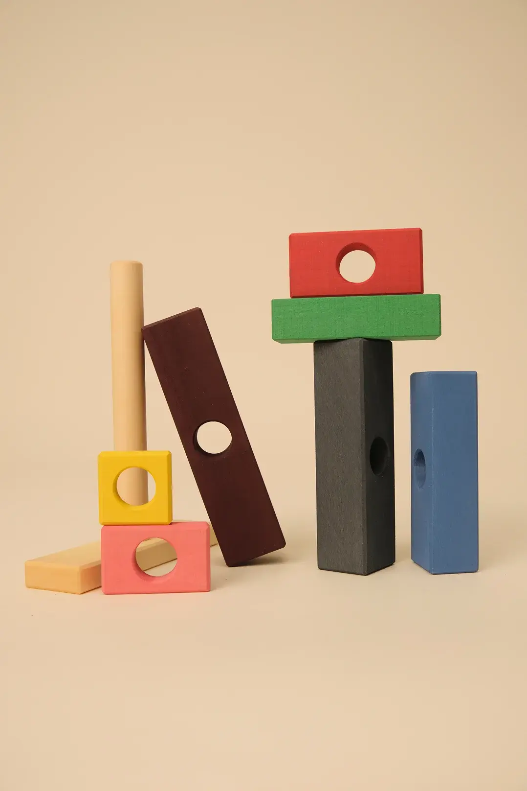 TOYTO Blocks Stacking Tower wooden toy - handcrafted solid wood stacking blocks for balancing and creative open-ended play
