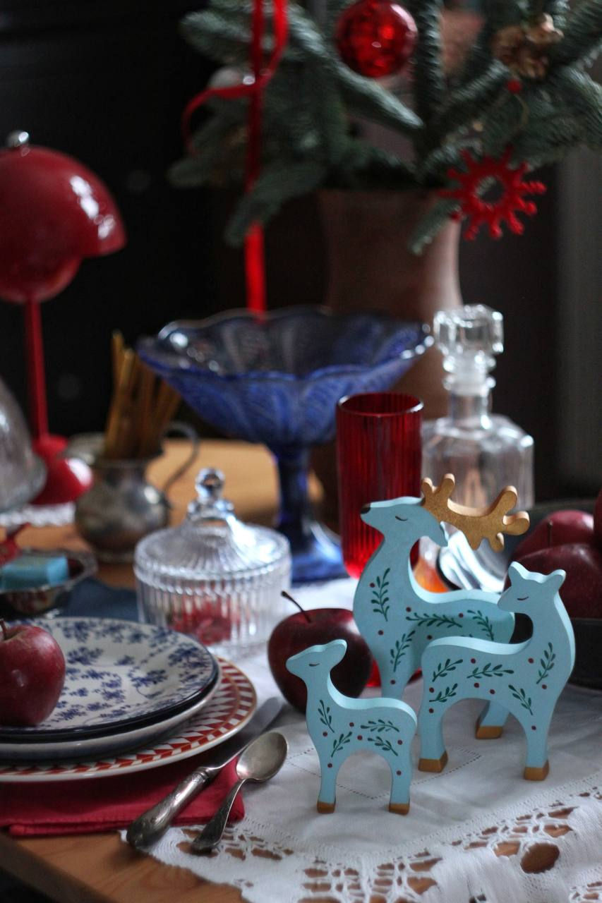 Thumbnail: Festive Wooden Baby Reindeer Toy Figurine | Dia Feliz Kids Shop