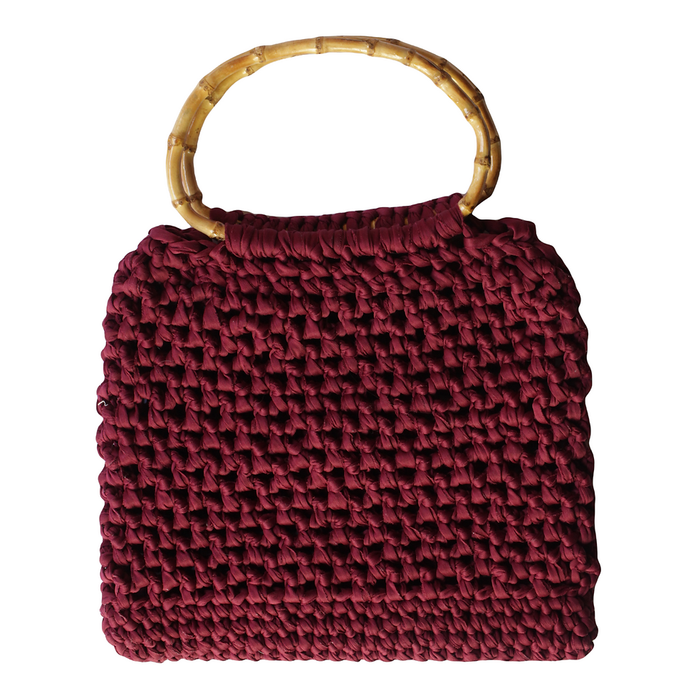 Miniatura: BOLSA TEJIDA MULTIUSOS | Bolsa de asa de bambú tejida tipo crochet